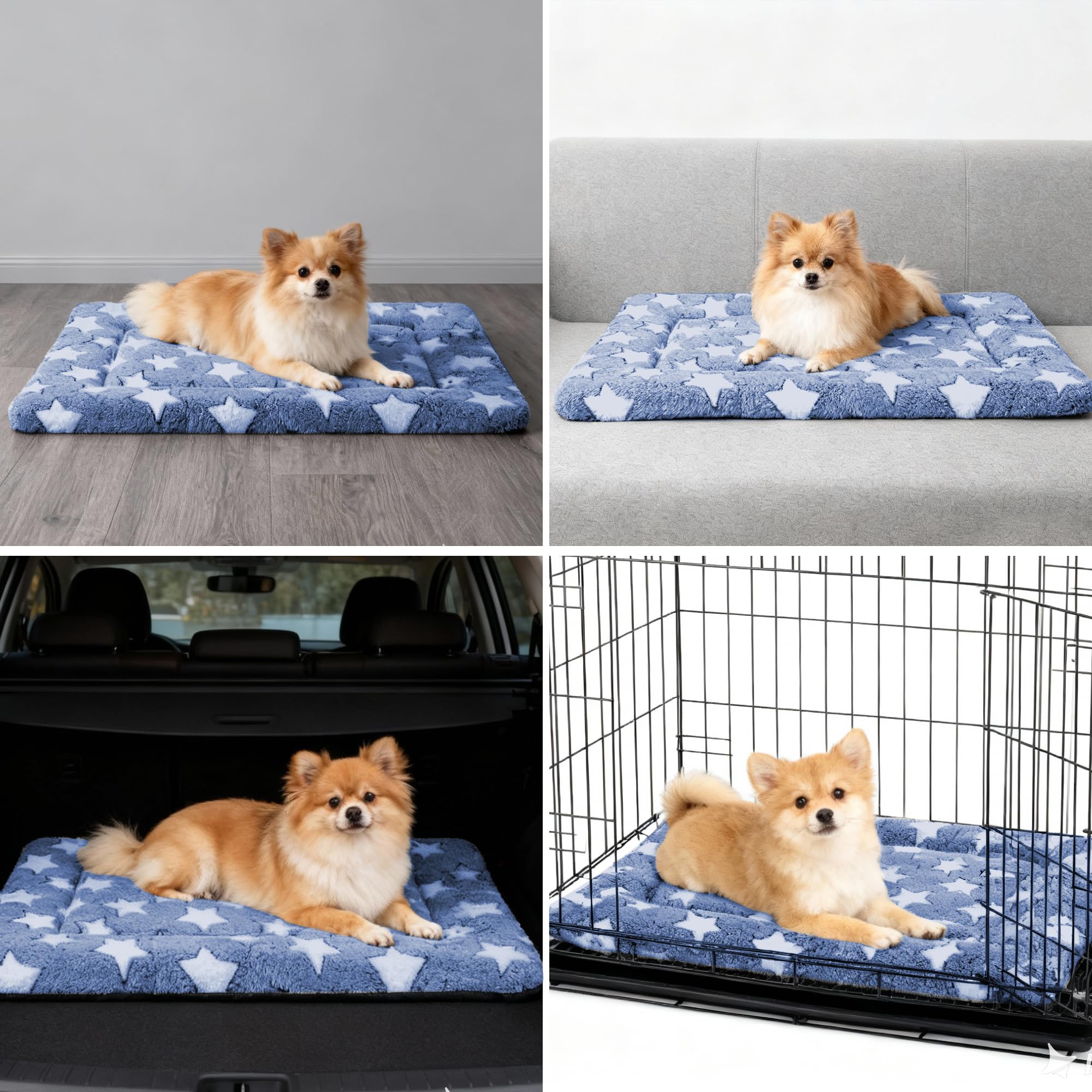 Fogkiss tapis-chien-caisse bleu-etoiles-rembourrage-doux – douceur qui enveloppe les rêves.