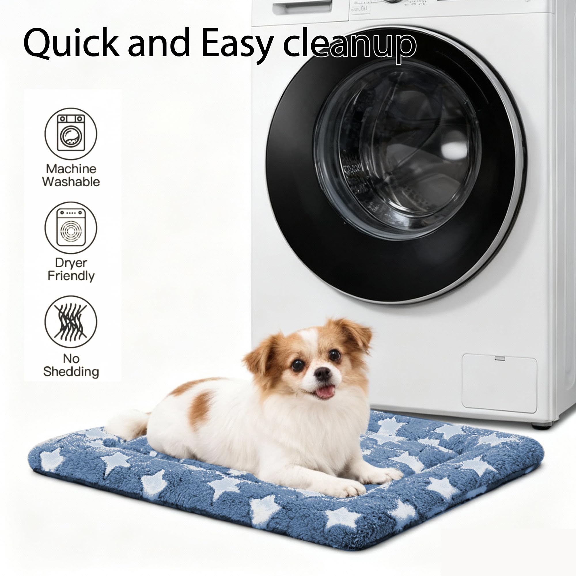 Fogkiss tapis-chien-caisse bleu-etoiles-utilisations-multiples – idéal en cage, au sol ou en voyage.