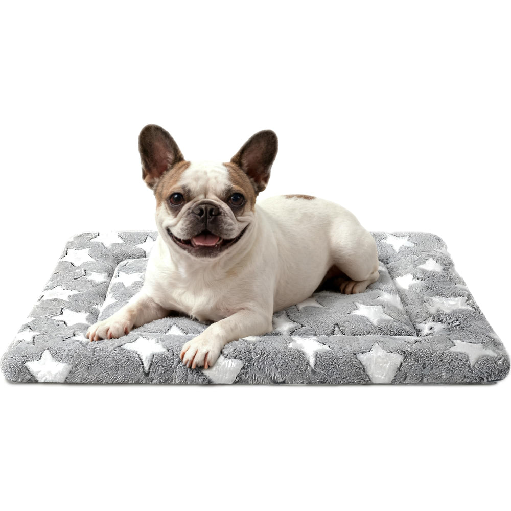 Tapis Fogkiss réversible gris avec étoiles pour chien moyen.