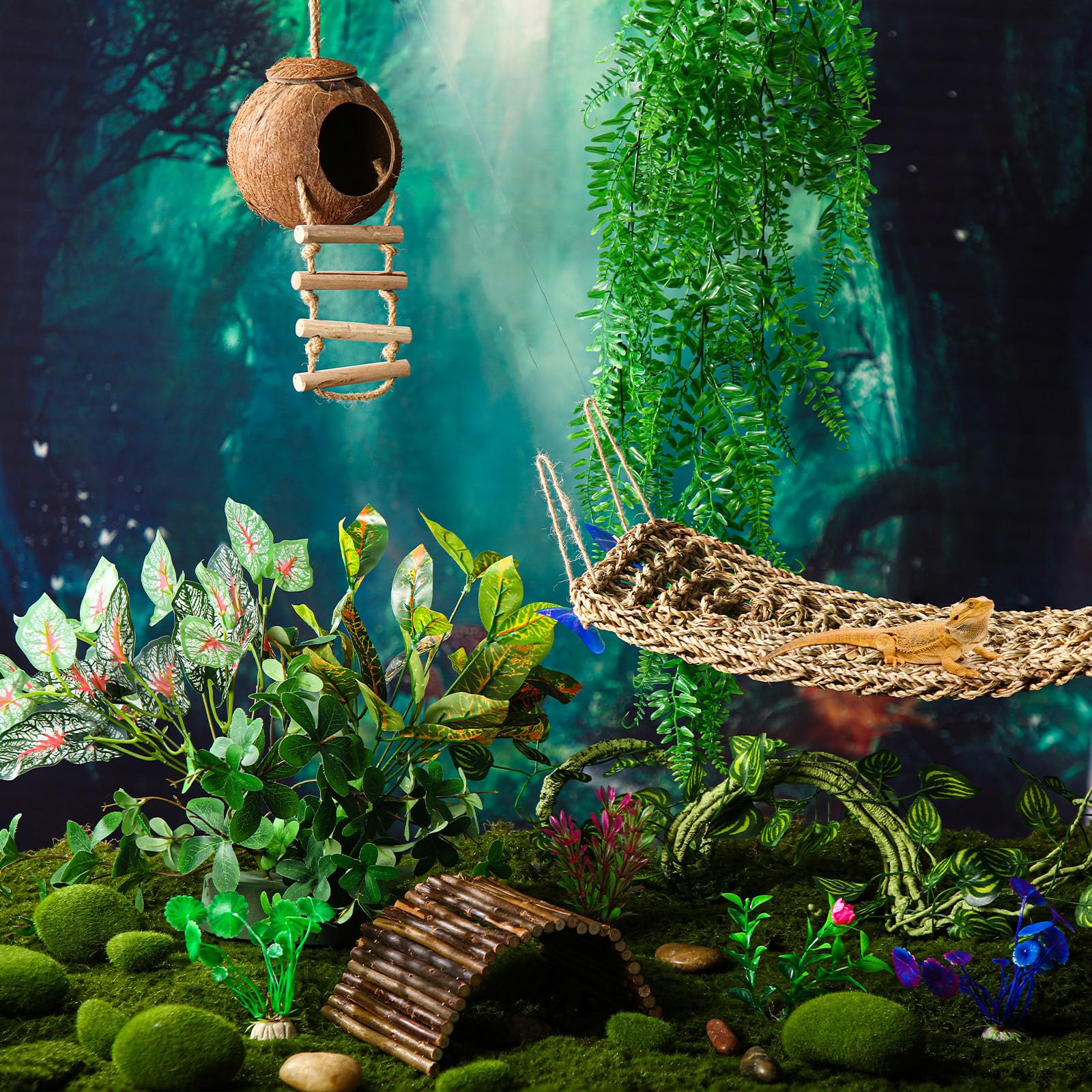 Foilswirl feuillage artificiel reptile: végétation durable pour habitat vivant et esthétique