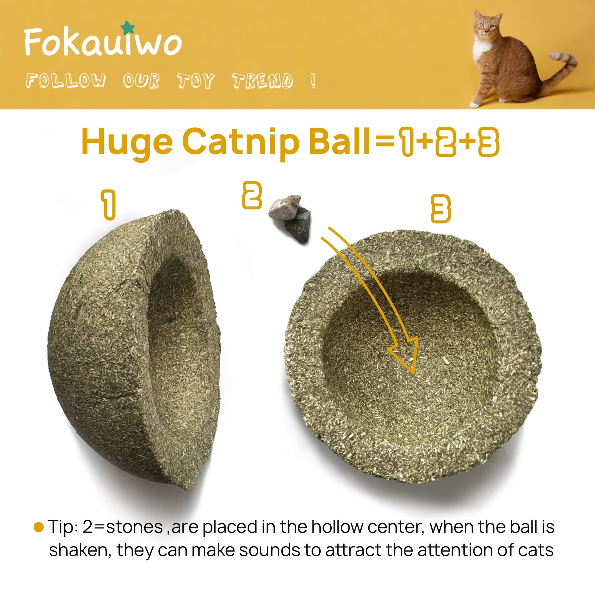Chaton mordillant la balle catnip Fokauiwo pour dentition naturelle.