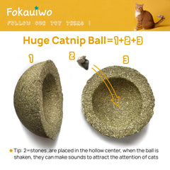 Chaton mordillant la balle catnip Fokauiwo pour dentition naturelle.