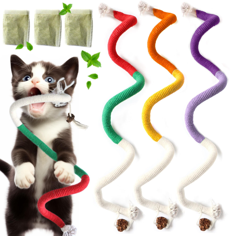 Jouet Fokauiwo en corde avec herbe à chat, stimulation naturelle et jeu prolongé.