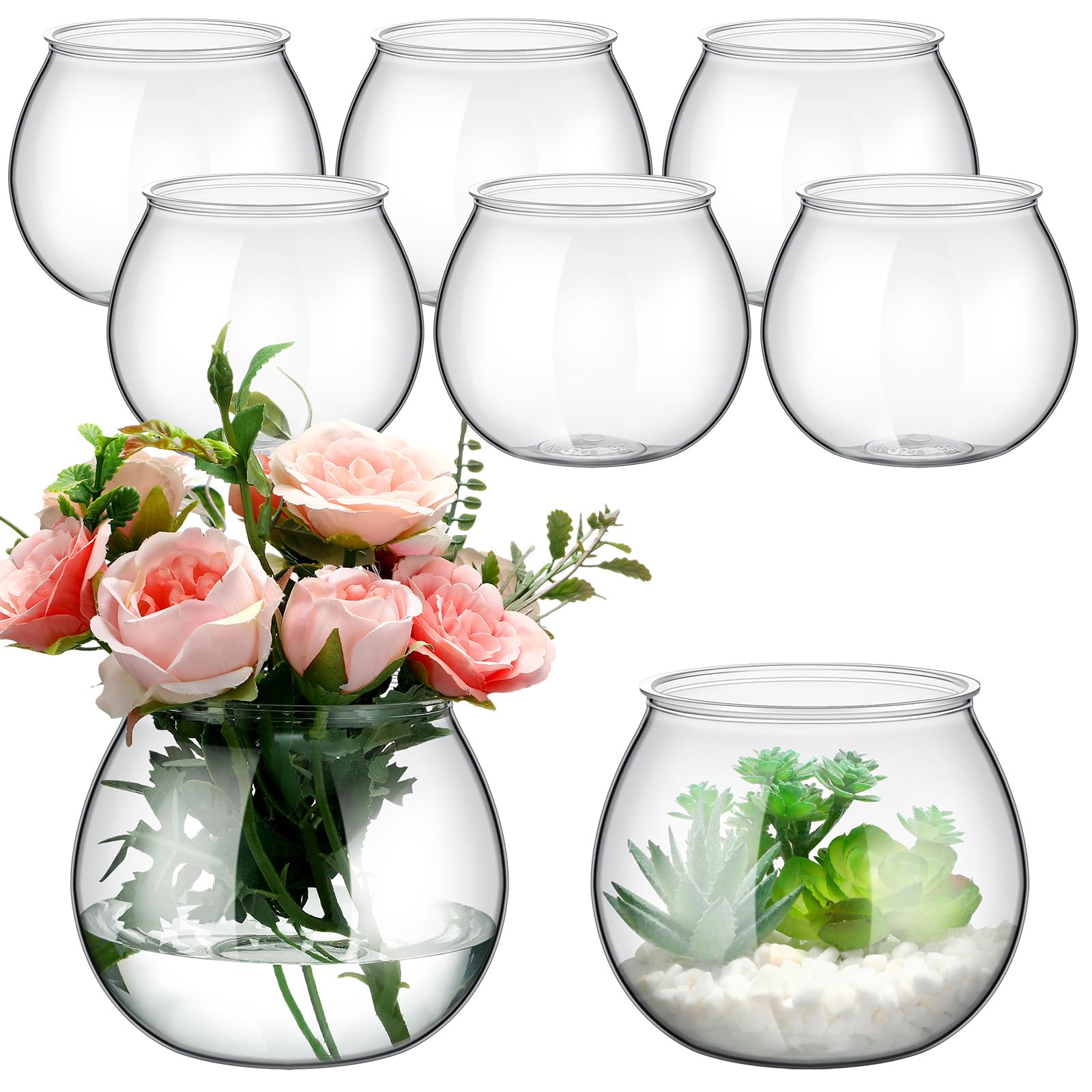Bols FoldTier pour poissons en plastique transparents, centre de table clair et élégant.