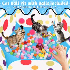 fooind-boules-pom-pom-chat : 200 boules pom-pom pour enrichissement, divertissement et exercice.