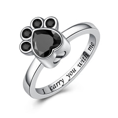 Fookduoduo anneau urn empreinte chien: bijou mémoriel discret.