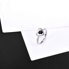 Bague mémoire animaux Fookduoduo, silhouette patte et cœur noir pour souvenir.