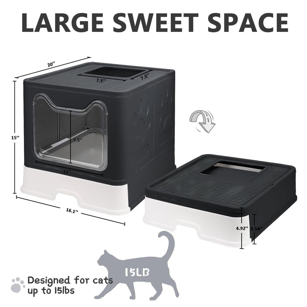 Litière Fophop entrée supérieure, accès rapide pour chats actifs.