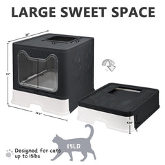 Litière Fophop entrée supérieure, accès rapide pour chats actifs.