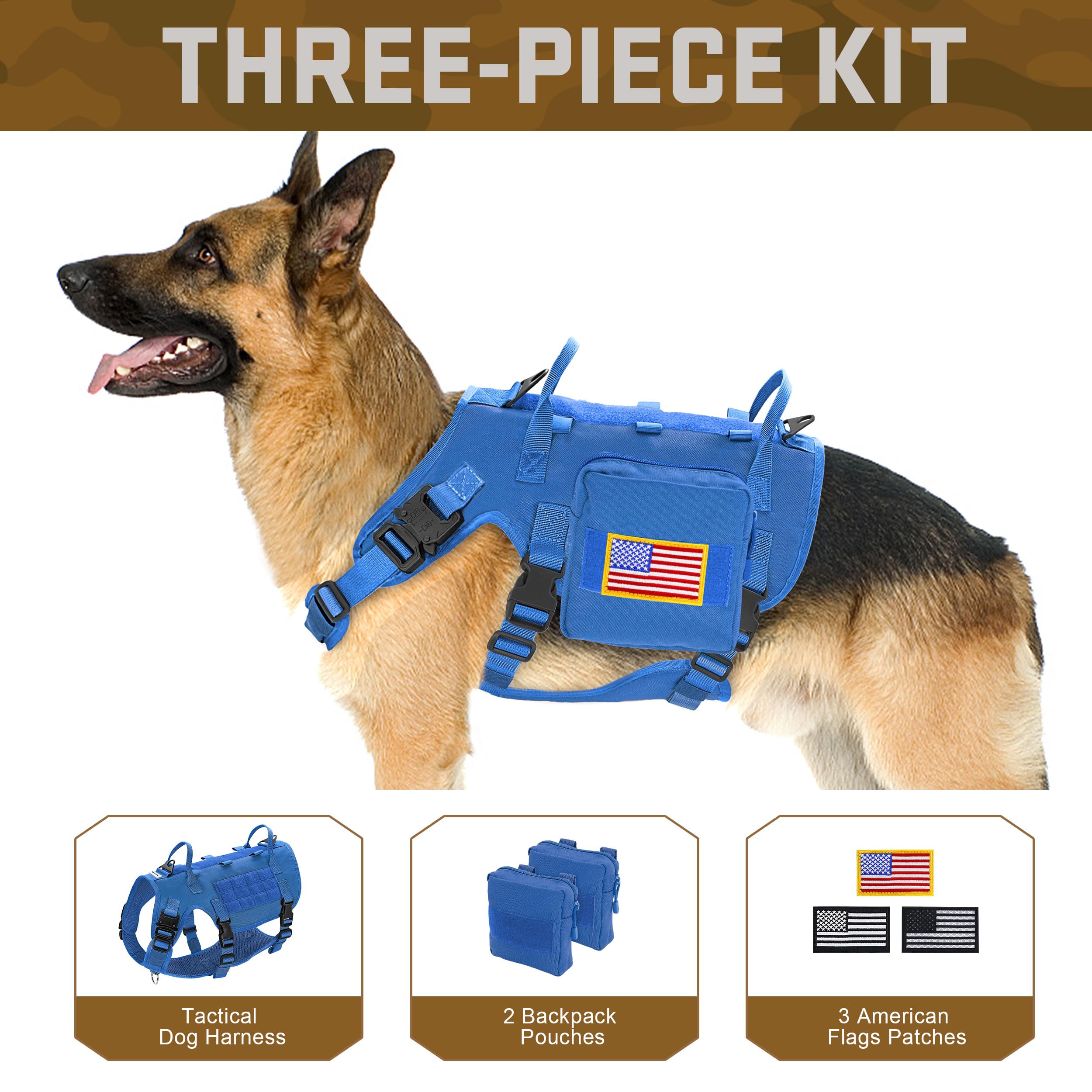 Harnais Forestpaw avec poches MOLLE avant, pratique pour friandises et gadgets.