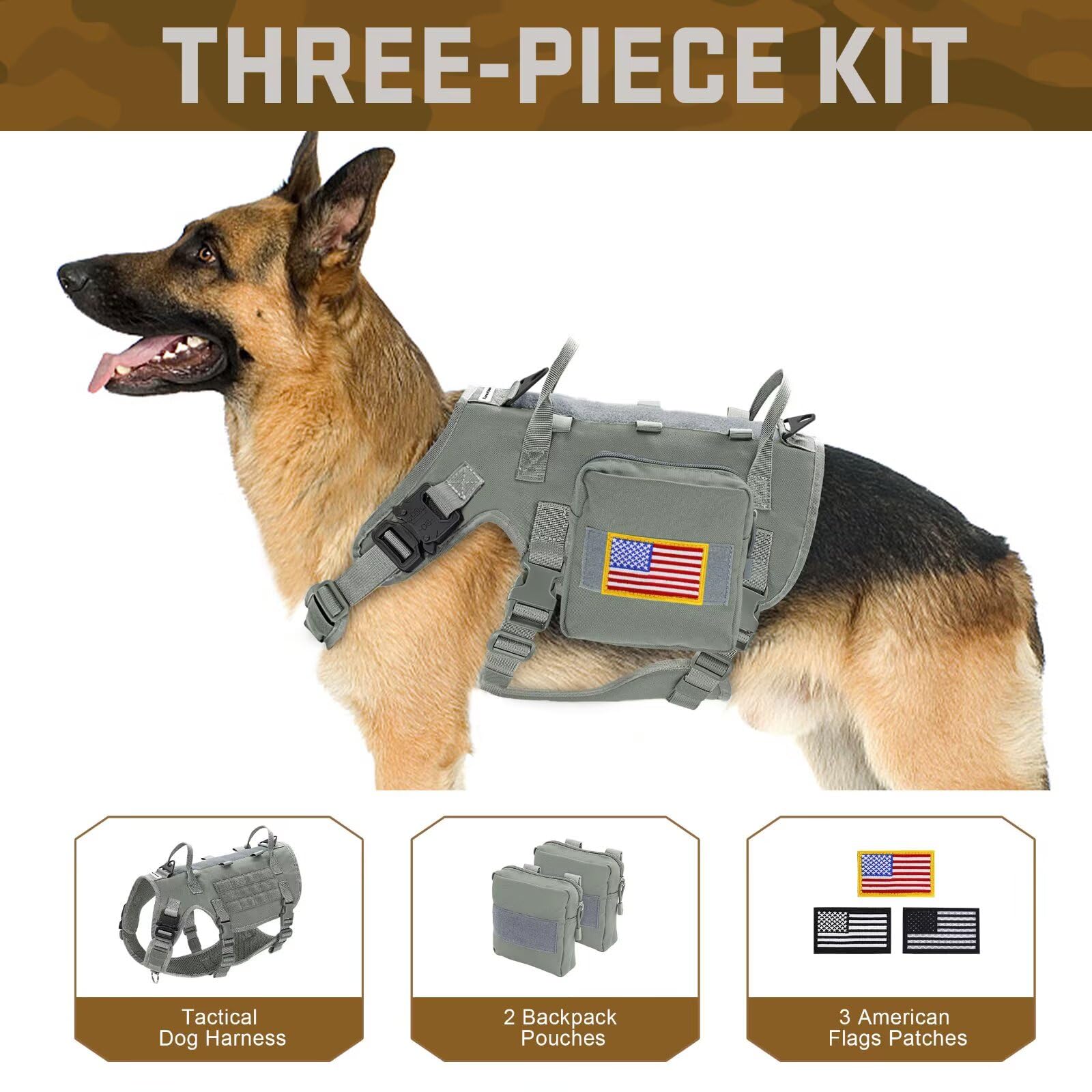 Forestpaw harnais moyen poches-molle, rangement pratique pour friandises et accessoires.