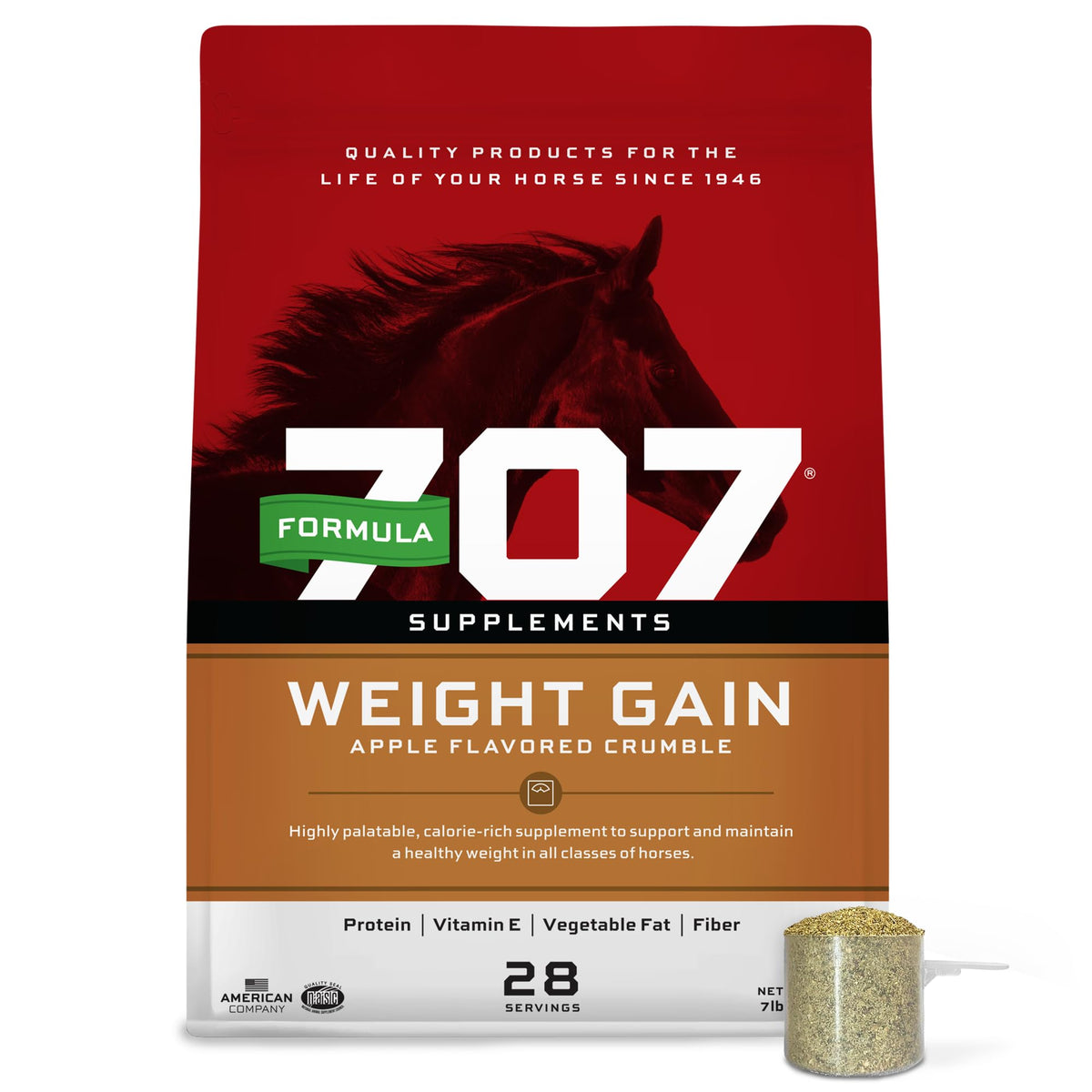 Formula 707 gain-poids crumble pour cheval stimule énergie et masse.