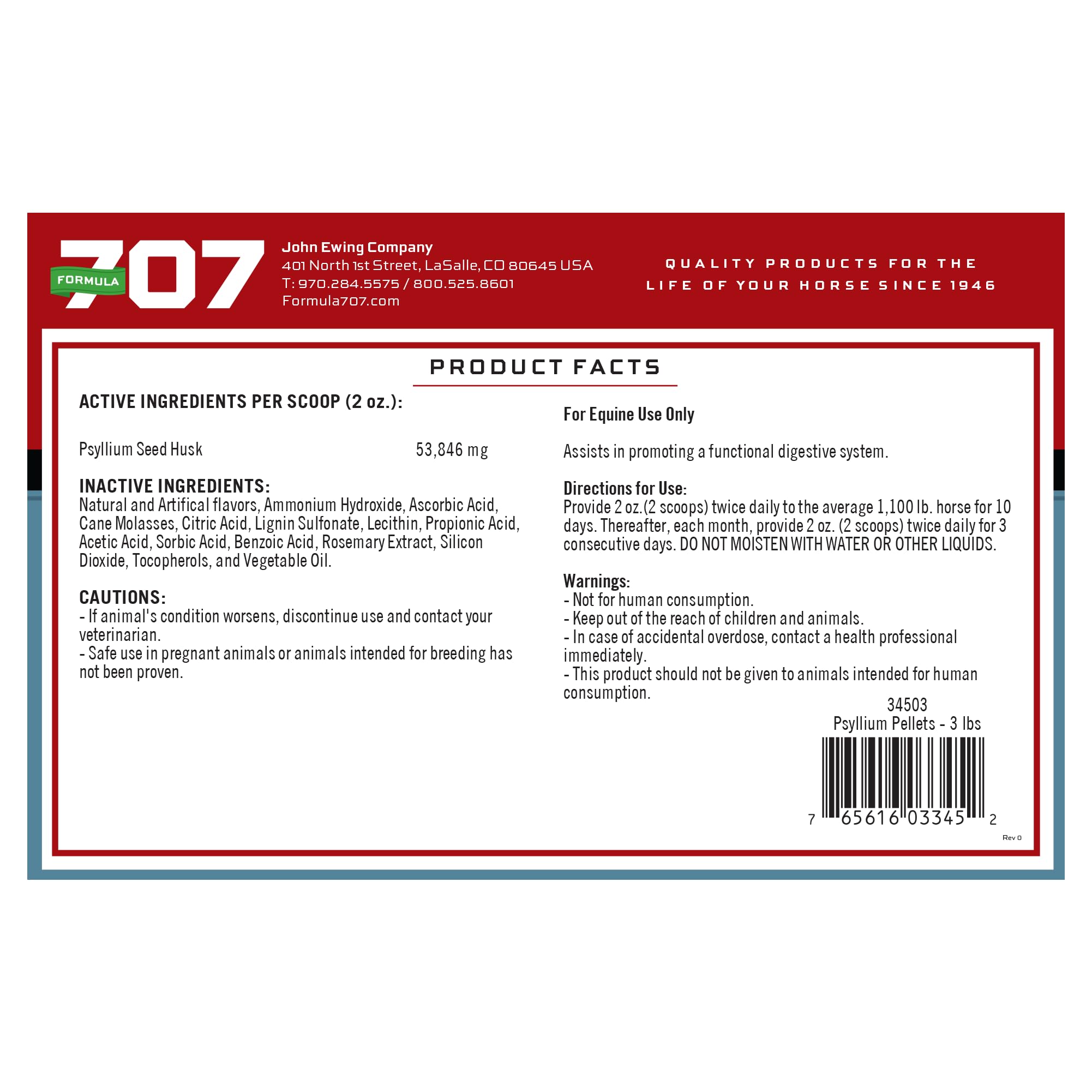 Formule 707 préparation psyllium cheval: administration facile et usage mensuel.