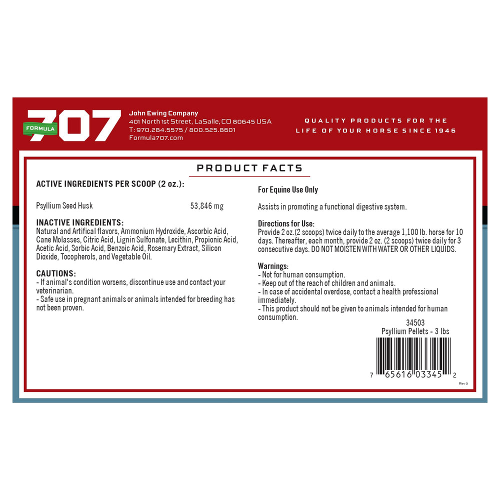 Formule 707 préparation psyllium cheval: administration facile et usage mensuel.