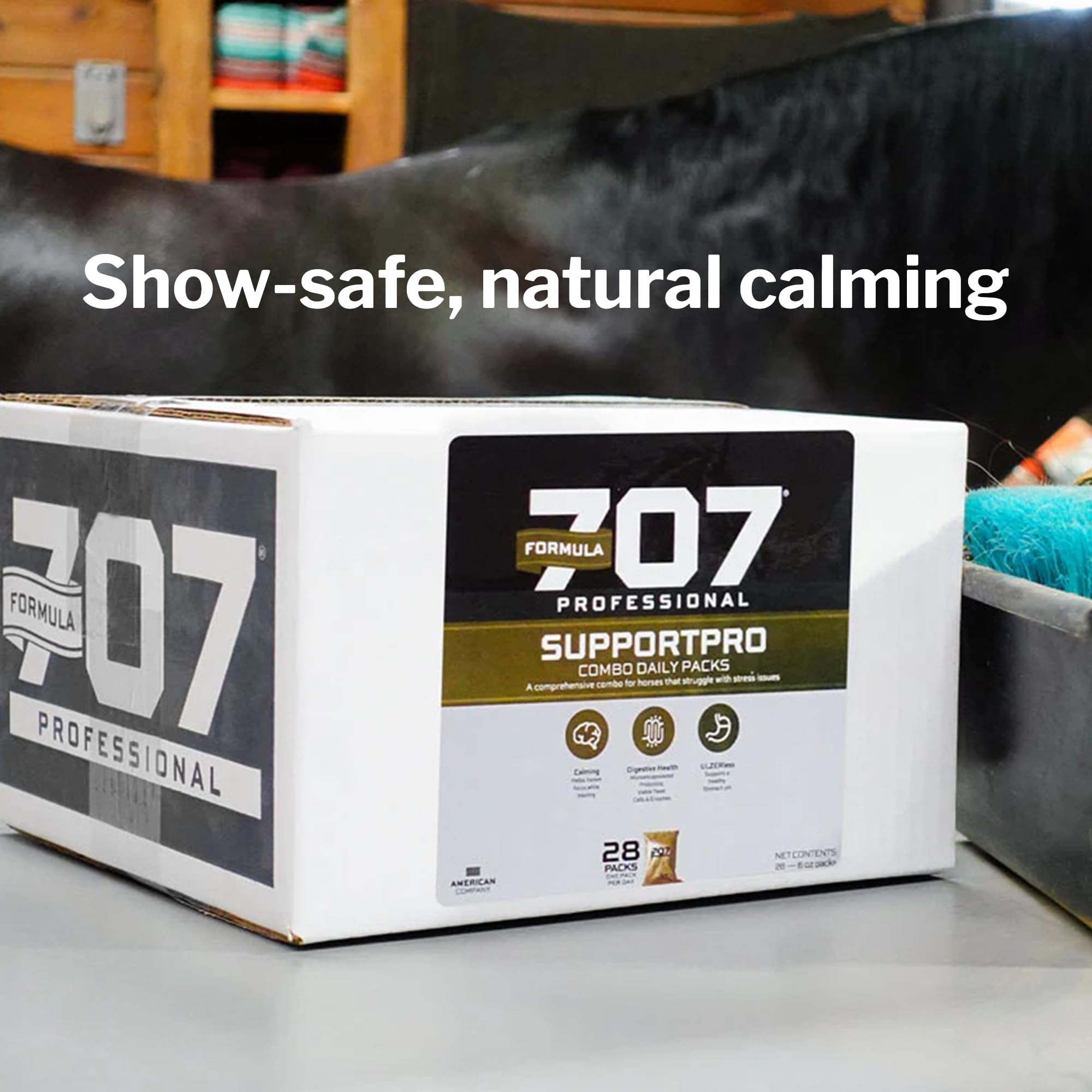 Formule 707 Support Pro — soutien digestif pour cheval, tempérament plus détendu.