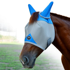 Masque Fornyk anti-mouches pour cheval avec oreilles et protection UV