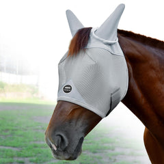 Fornyk masque cheval anti-mouches avec oreilles gris, protège les yeux et les oreilles.