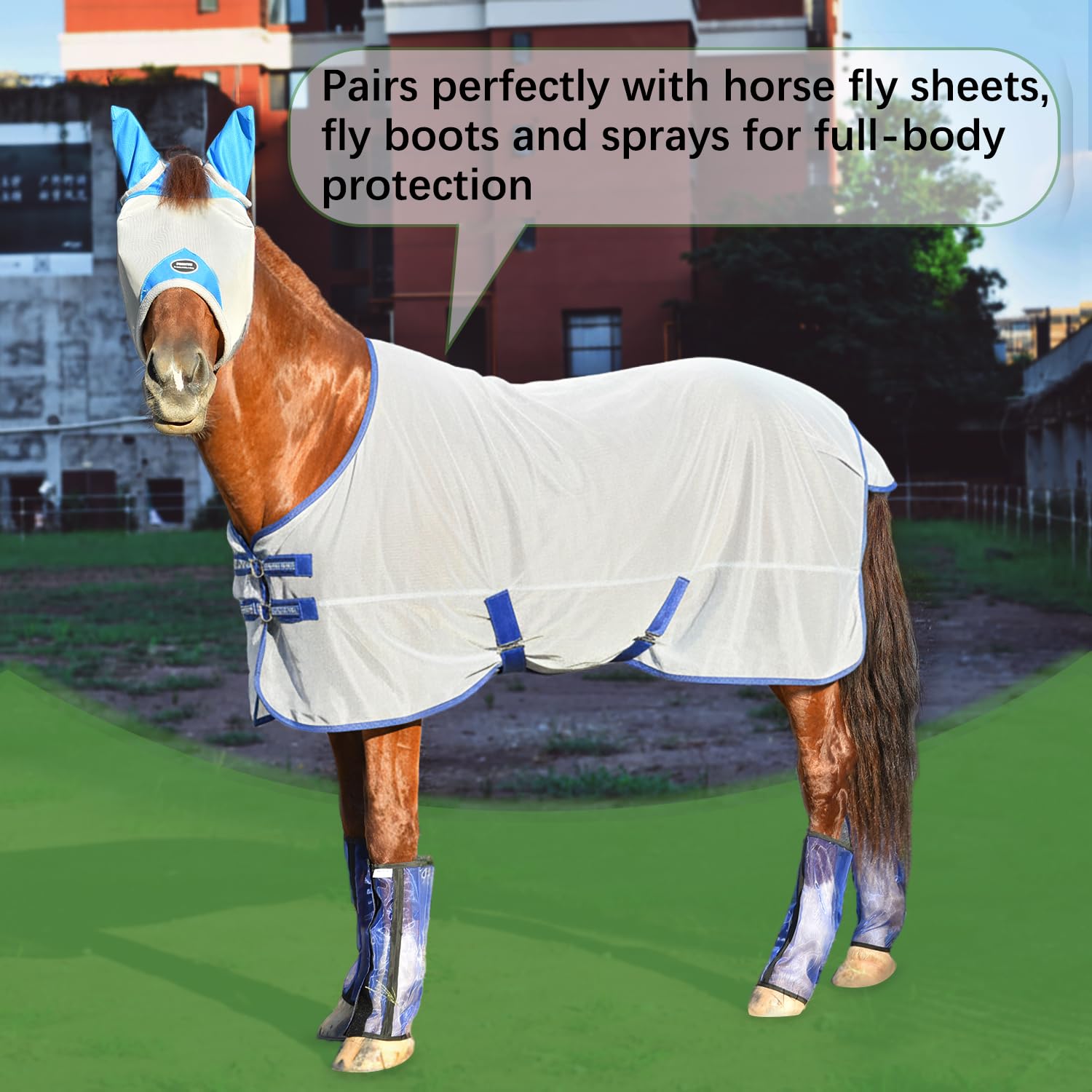Fornyk masque cheval protection UV 70 %, réduction de l’exposition au soleil.