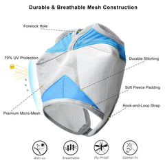 Fornyk masque mouches cheval bleu, mesh résistant bloque les insectes.