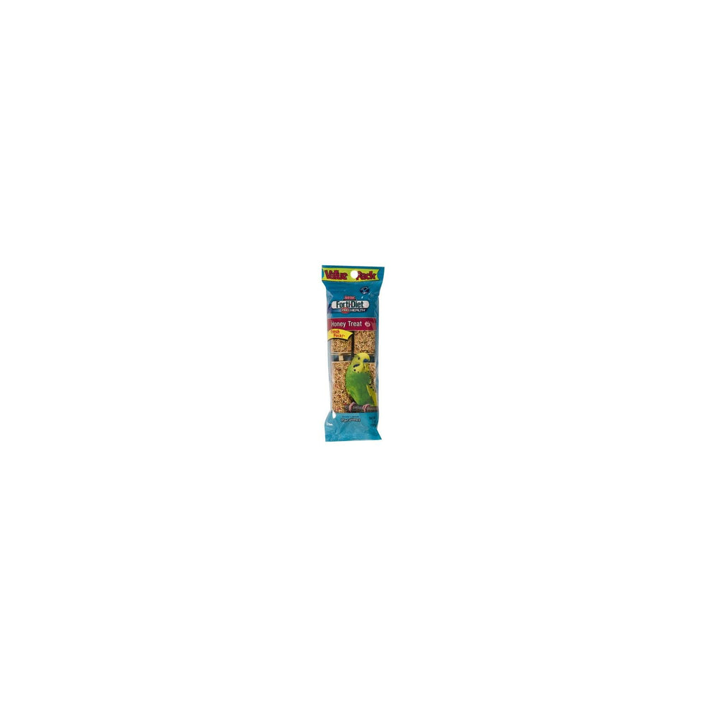 Forti-Diet emballage bâton miel pour perruche, pratique et facile à offrir.