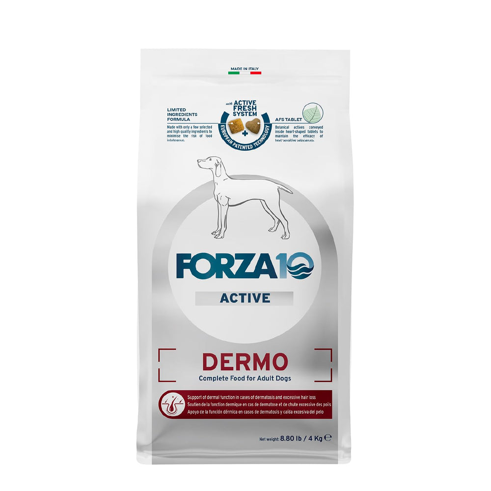Forza10 Dermo Sec emballage, croquettes hypoallergéniques pour chien, alimentation adaptée