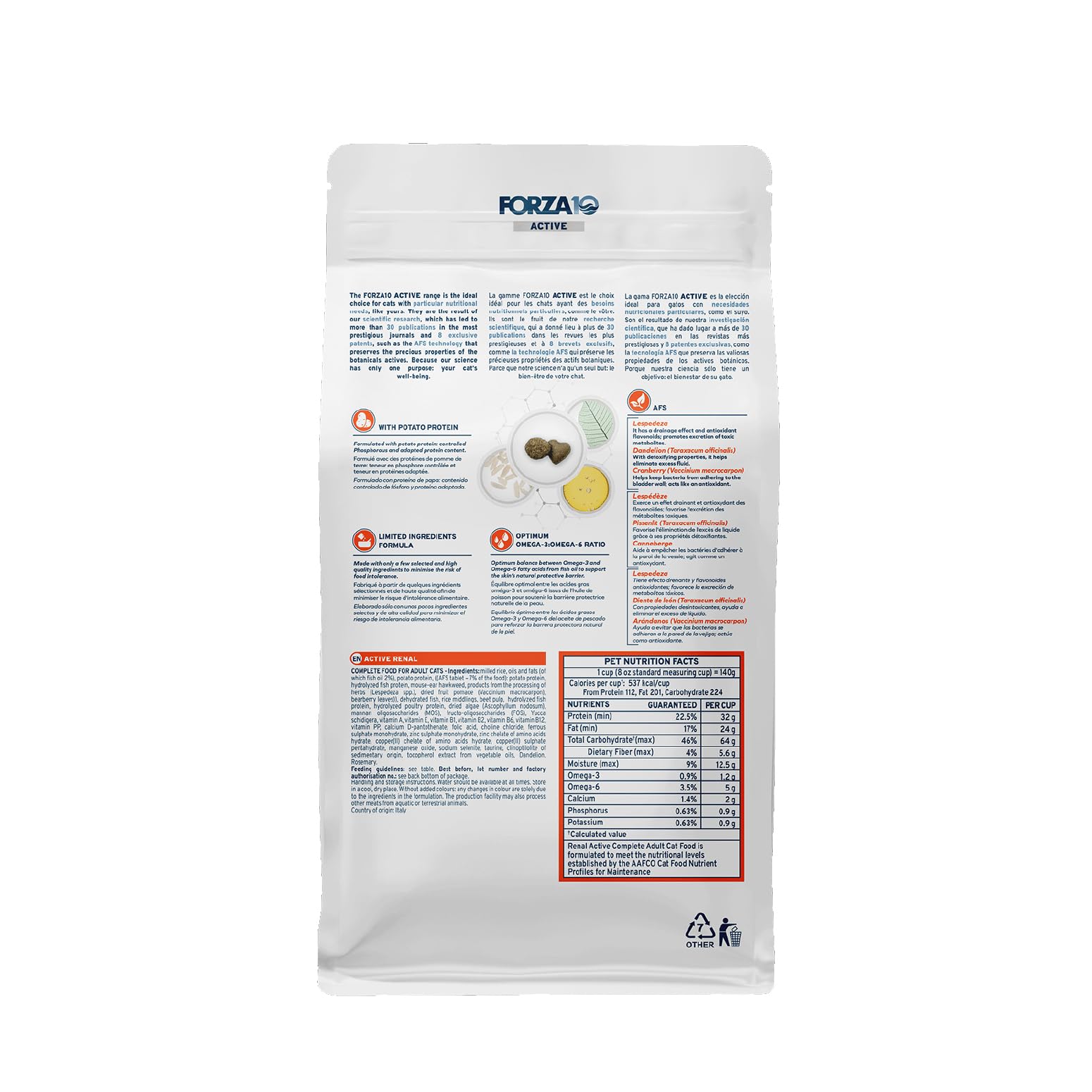 Forza10 nourriture chat protéines hydrolysées, digestibilité améliorée pour chats adultes.