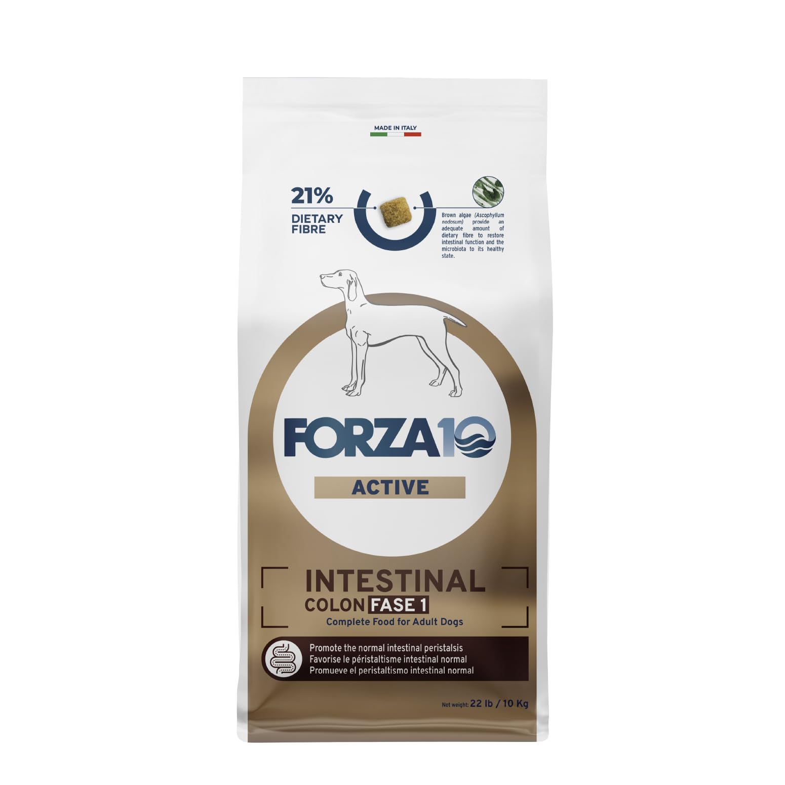 Forza10 sachet nourriture chien 22 livres, pratique et complet.