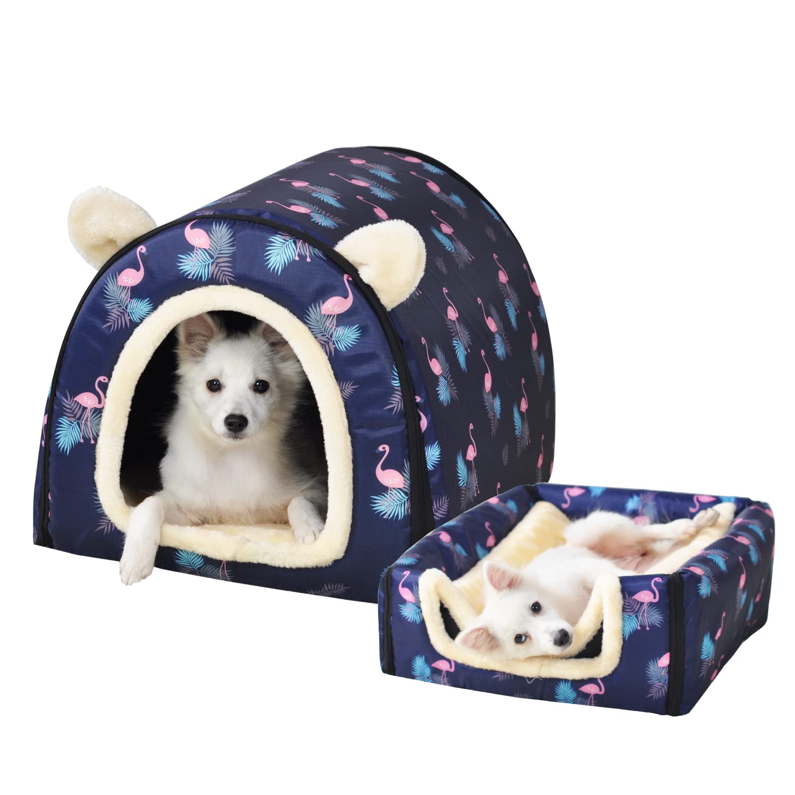 FOUIYIUTU Lit-chien XL Flamingo – avant, confort immédiat pour chien de grande taille.