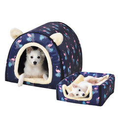 FOUIYIUTU Lit-chien XL Flamingo – avant, confort immédiat pour chien de grande taille.