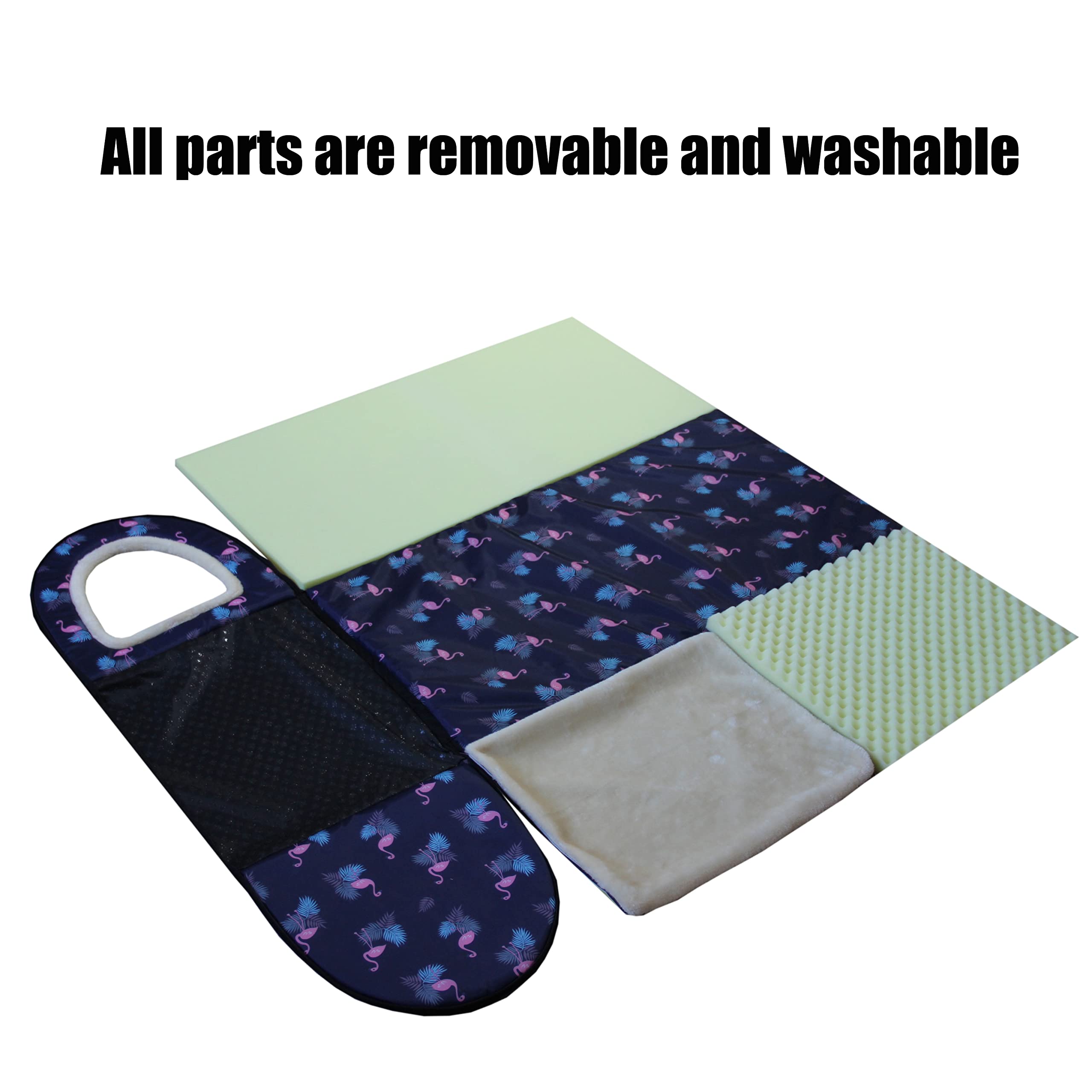 FOUIYIUTU Lit-chien XL Flamingo – couverture amovible, entretien facile.