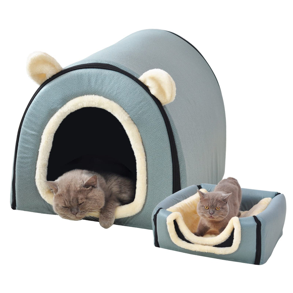 FOUIYIUTU cabane pour chat et petit chien avec tapis moelleux et design élégant.