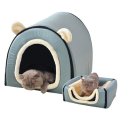 FOUIYIUTU cabane pour chat et petit chien avec tapis moelleux et design élégant.