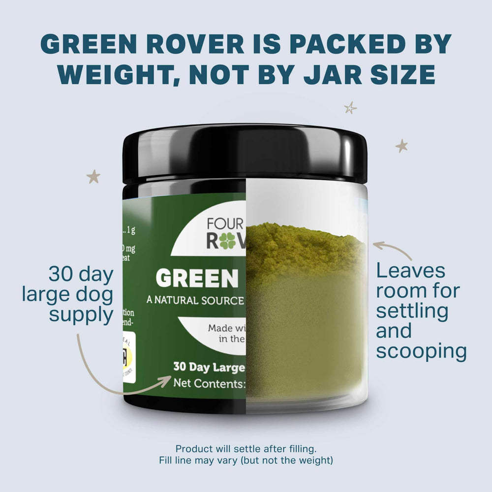 Four Leaf Rover Formule Veterinaire, flacon formé, formulation professionnelle pour chiens.