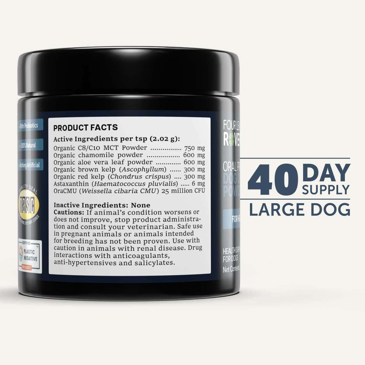 Texture légère et parfum neutre qui s’intègre au régime des chiens.