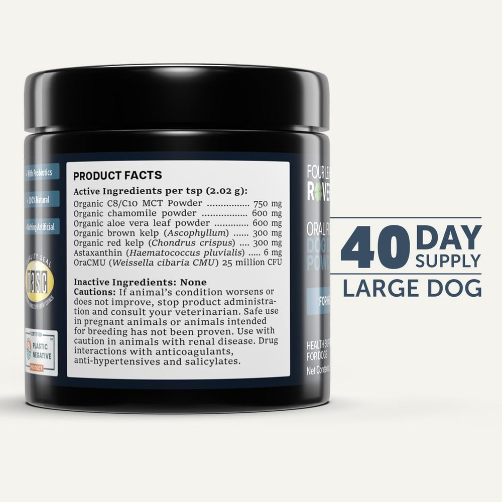 Texture légère et parfum neutre qui s’intègre au régime des chiens.