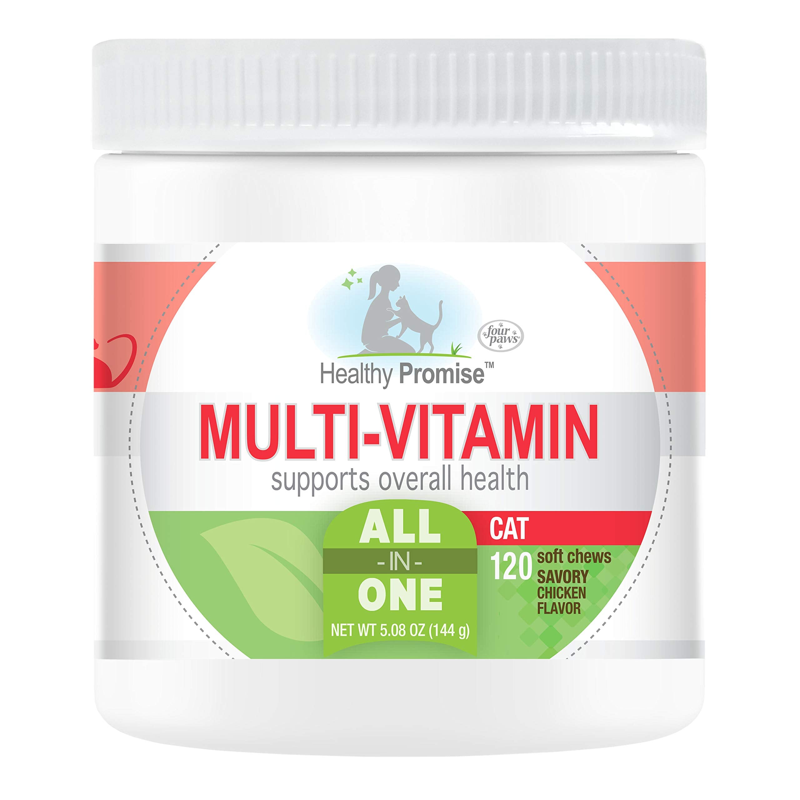 Four Paws Healthy Promise chat, bouchées-poulet, apport complet en vitamines.