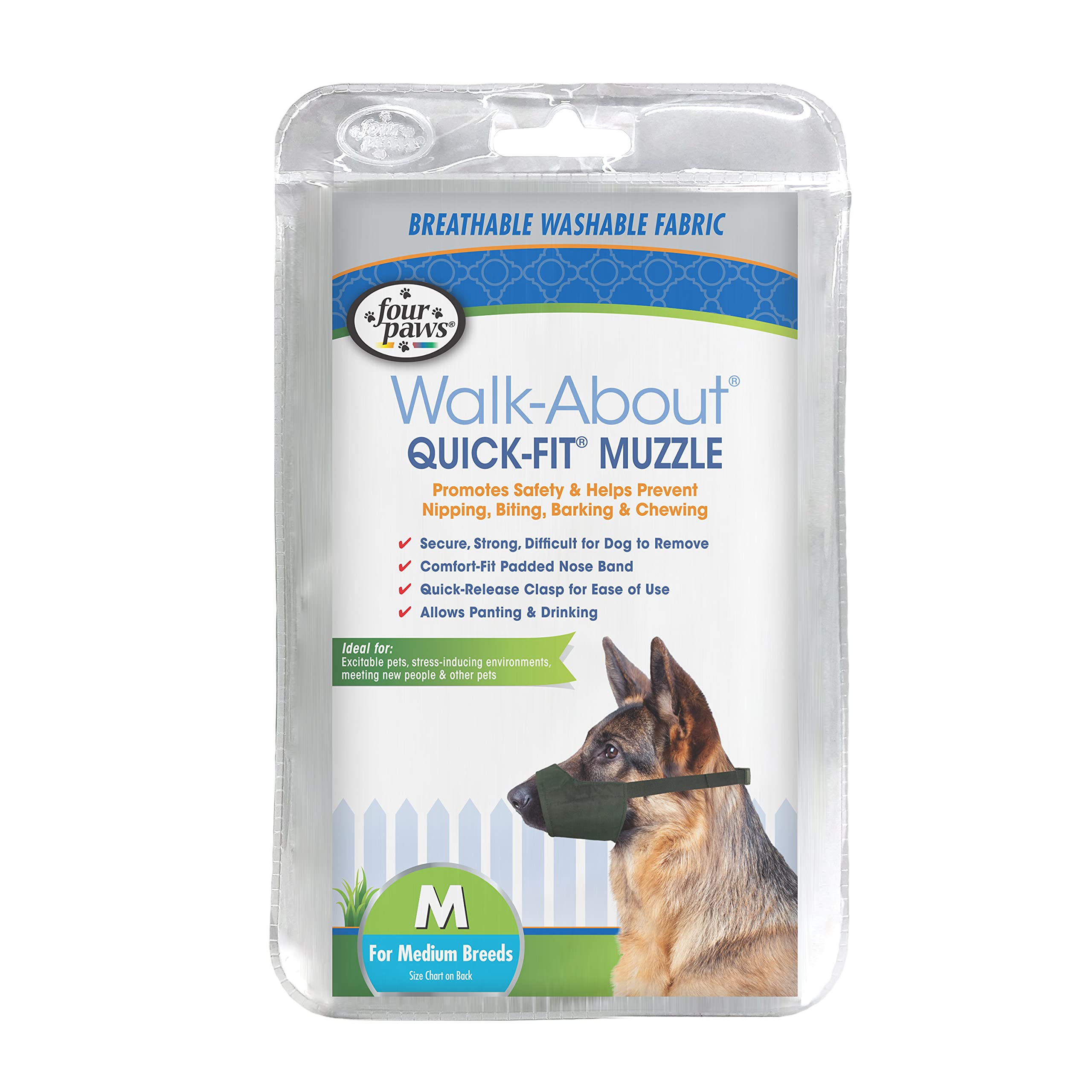 Four Paws Walk-About museau reglable moyen noir, maintien sûr et confortable