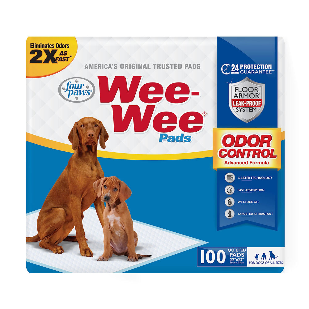 Four Paws Wee-Wee Tapis-pipi - aperçu produit, format 22x23 pouces, idéal pour l'entraînement intérieur.