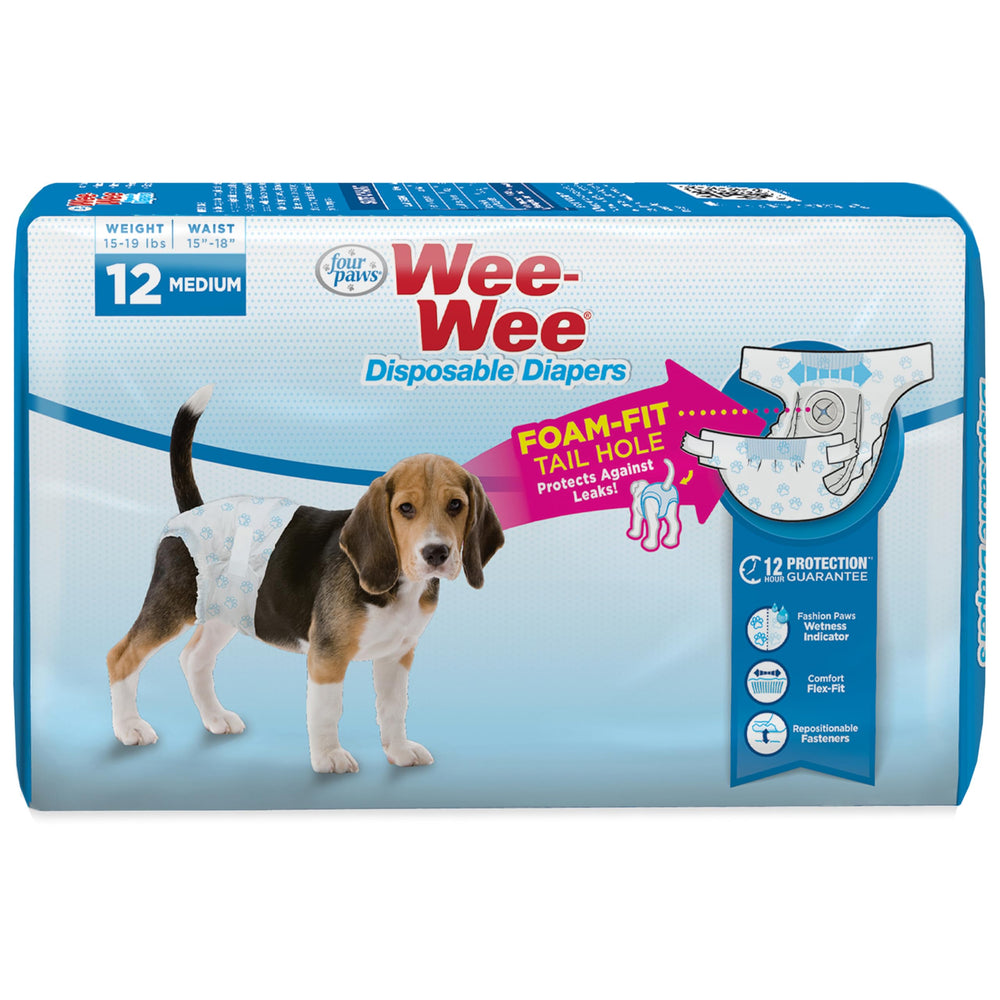 Four Paws Wee-Wee: couches jetables pour chien taille moyenne offrant absorption fiable.