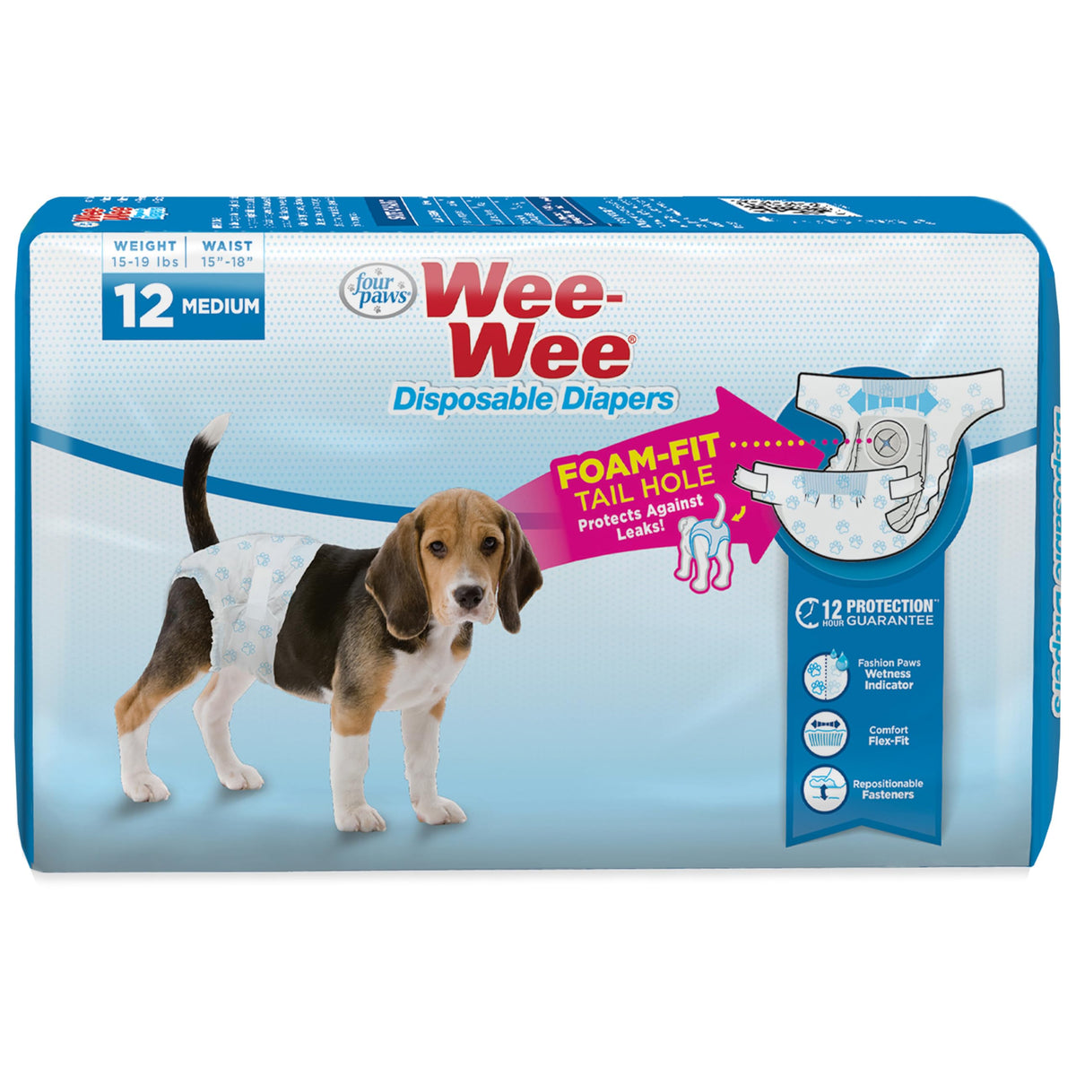 Four Paws Wee-Wee: couches jetables pour chien taille moyenne offrant absorption fiable.