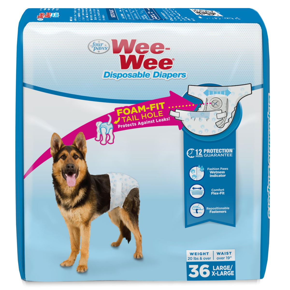 Four Paws Wee-Wee grande taille – ouverture-queue-mousse pour un ajustement sûr lors des jeux
