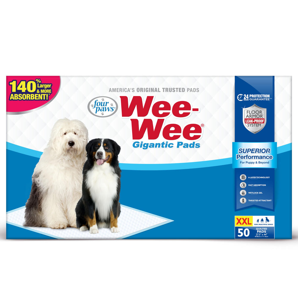 Tapis-pipi grand format Four Paws Wee-Wee pour grands chiens, couverture maximale.