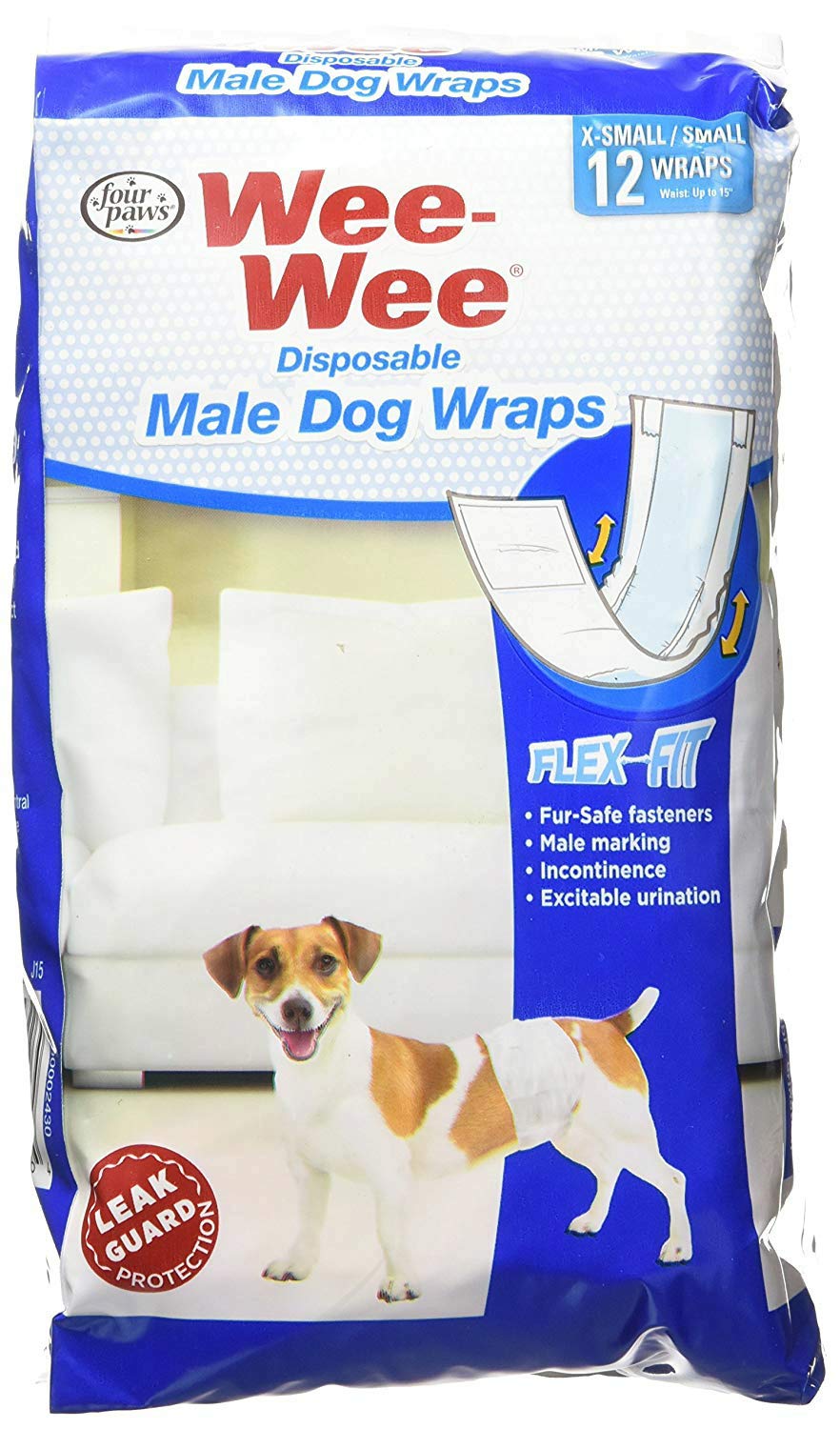 Boîte de 12 wraps jetables Four Paws Wee-Wee pour usage pratique.