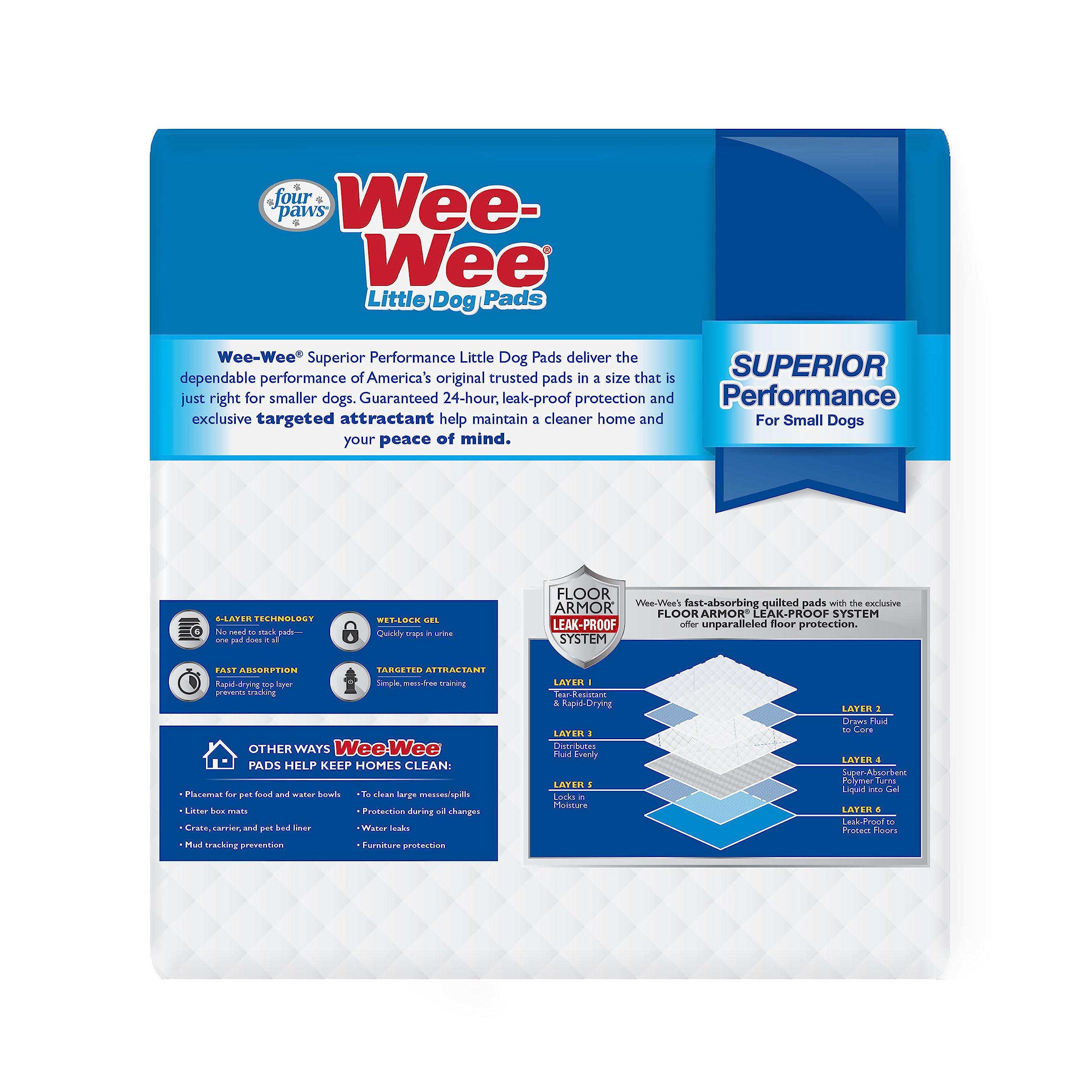 Four Paws Wee-Wee paquet de 28 tapis pour propreté pratique