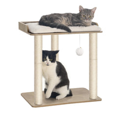FourFurPets arbre chat greige, plateforme spacieuse pour repos confortable.