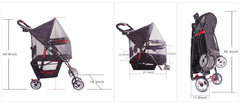 Poussette FOURPAW Roues rotatives 360 pour une conduite facile et fluide.