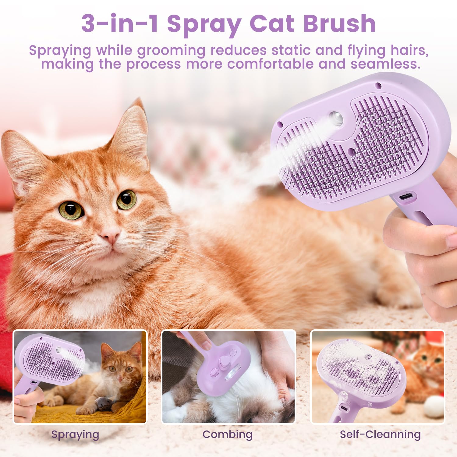 FourSeas Brosse Poignee Ergo Chat: prise en main confortable pendant le grooming.