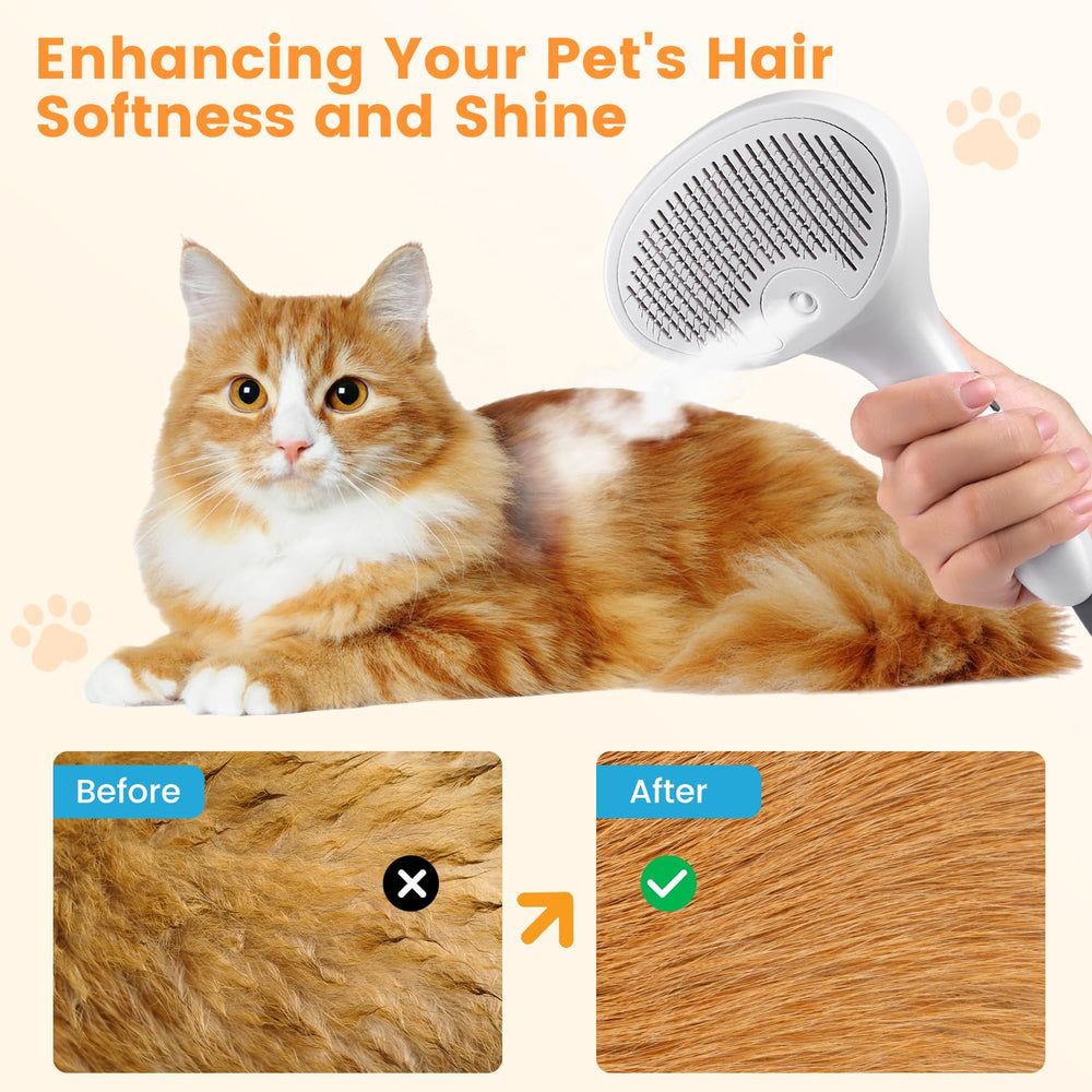 FourSeas Pet Steam Brush – 4 en 1: brossage, soin pelage, nettoyage, massage.