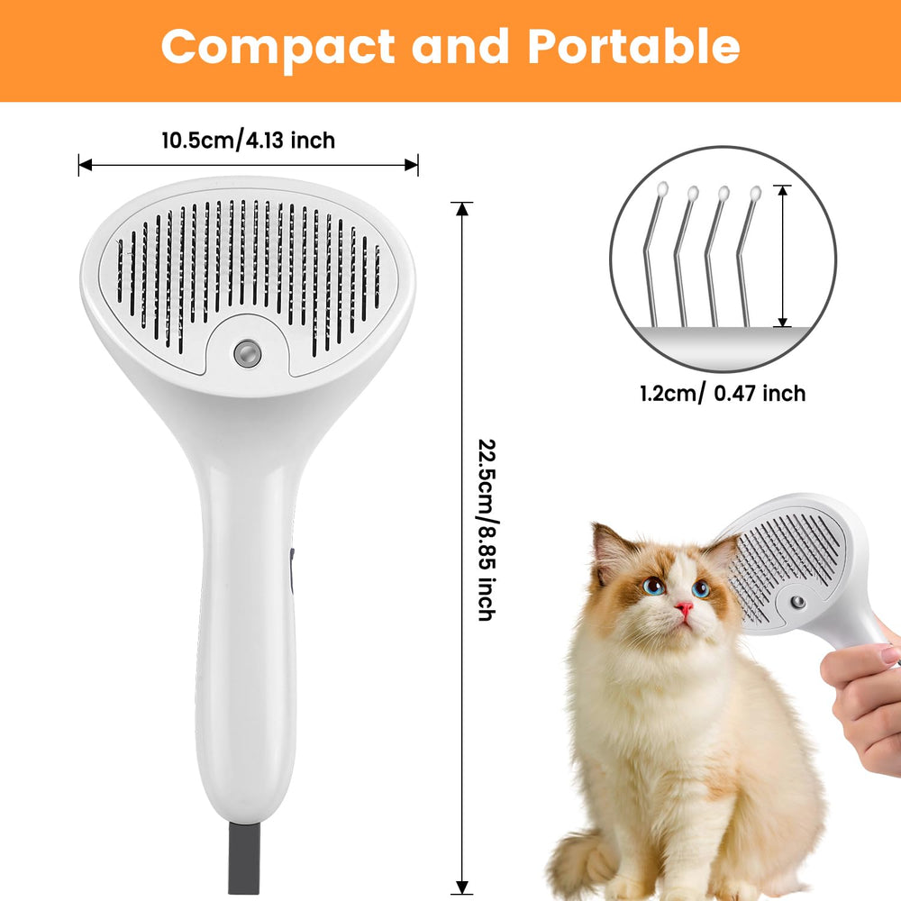 FourSeas Pet Steam Brush – matériaux ABS et acier inoxydable pour la durabilité.