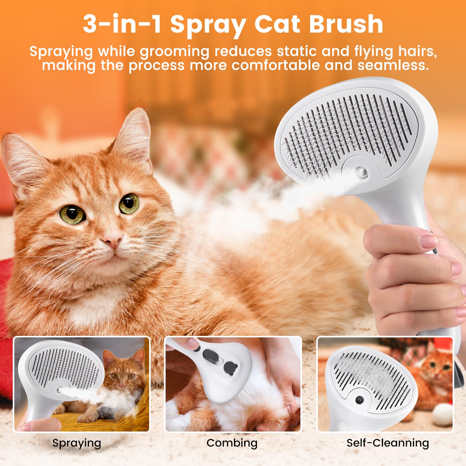 FourSeas Pet Steam Brush – brins protégés et peau en sécurité.